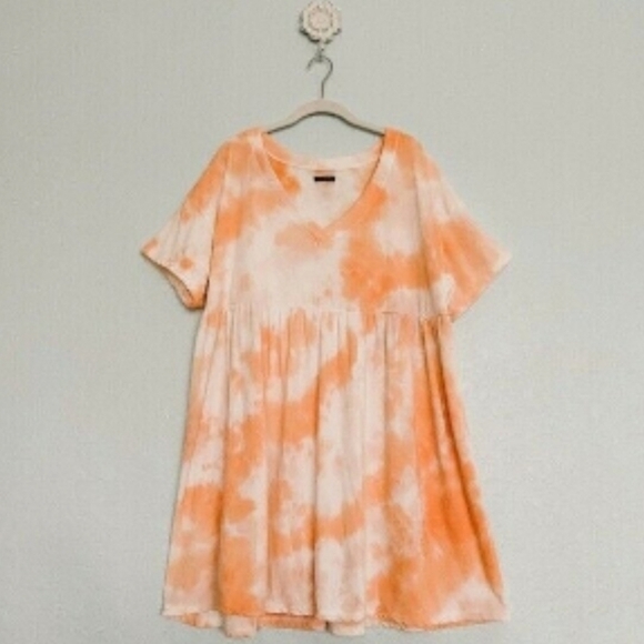 *NWT! V NECK SHORT SLEEVE SHIRT BABY DOLL CASUAL DRESS TIE DYE SIZE X SMALL - Picture 3 of 8